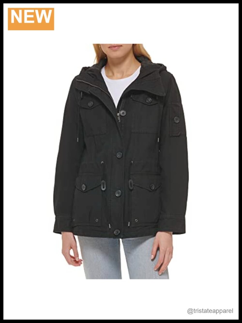 Lightweight Cotton Military Jacket with Adjustable Waist and Button Cuffs
